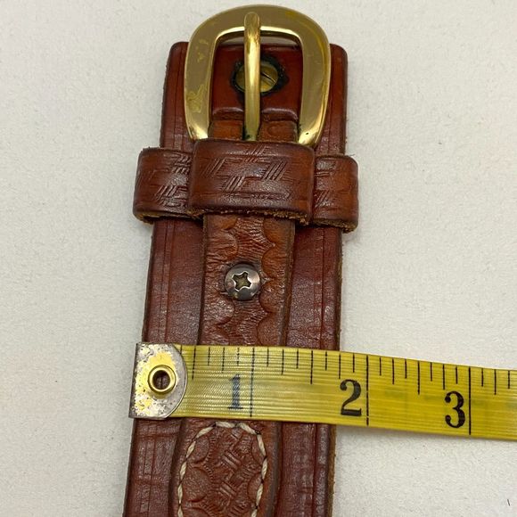 Mens Belt Large Waist Distressed Heavy Duty Tooled Leather Strap Buckle Overlay - Picture 11 of 11
